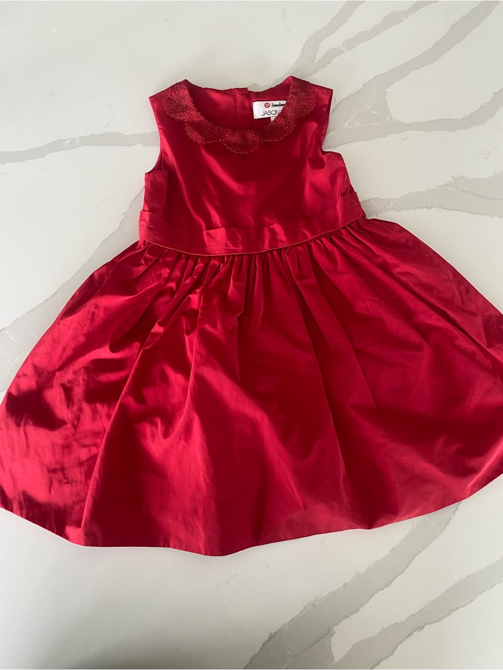 Jason Wu Neiman Marcus Girls Red Holiday Lace Collar Bow Lined Dress 4T